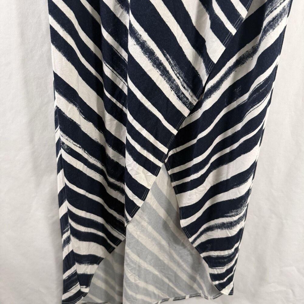 Tommy Bahama Maxi Dress Women's Medium Blue White Striped Sleeveless Cross Front - Picture 4 of 9
